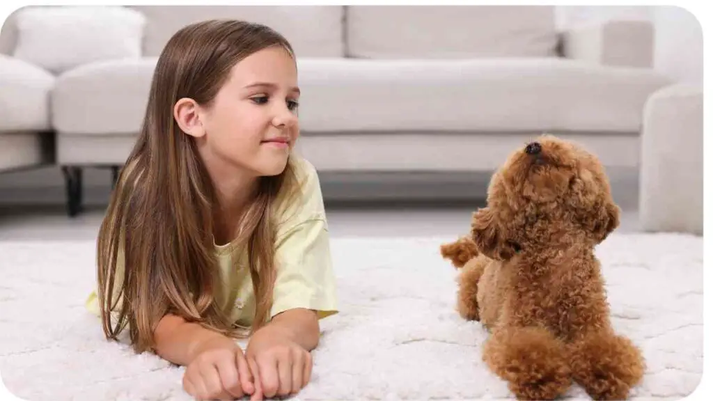 a person laying on the floor with a dog