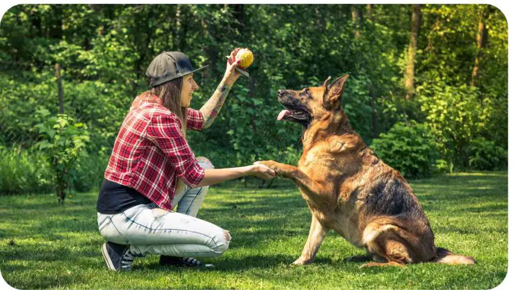 a person playing with a dog